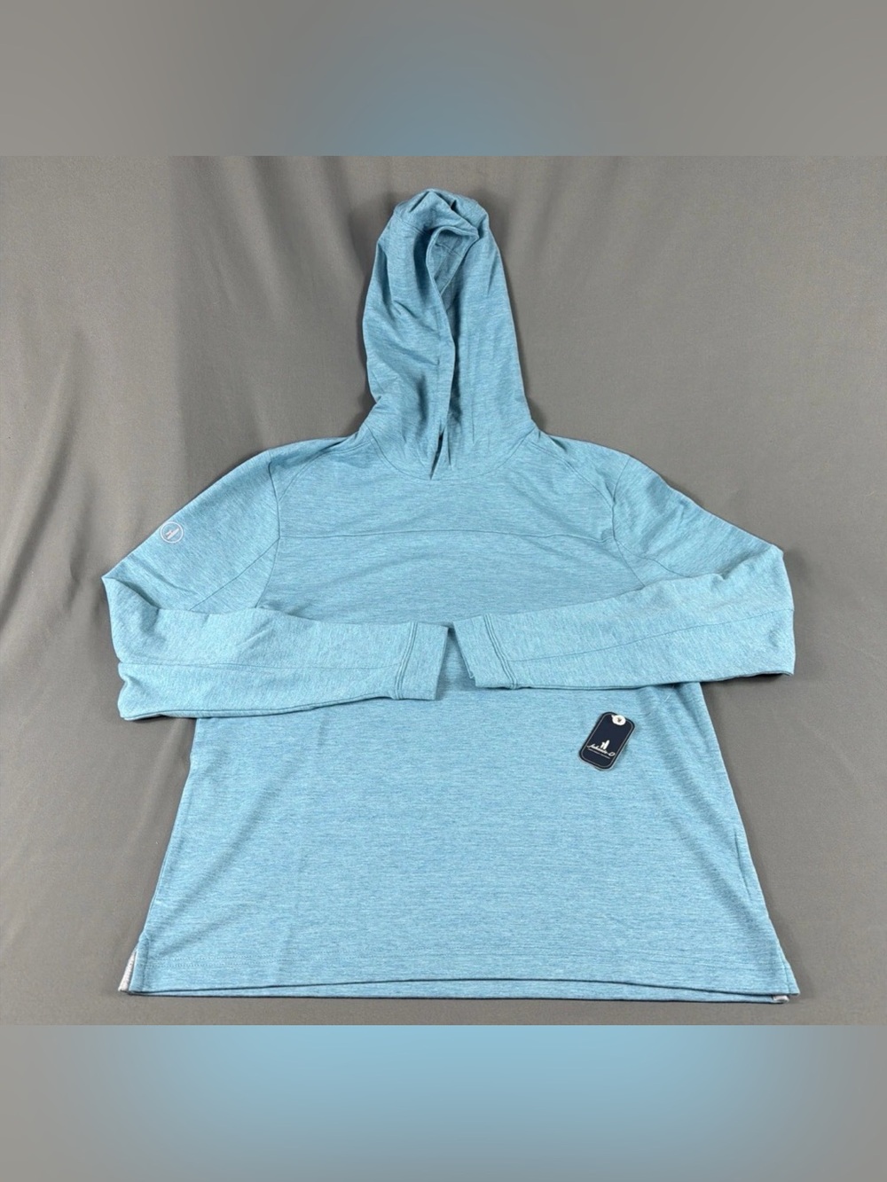 Johnnie-O Golf Hoodie Remmy Medium Haze Blue Polyester Rayon Spandex MSRP $138